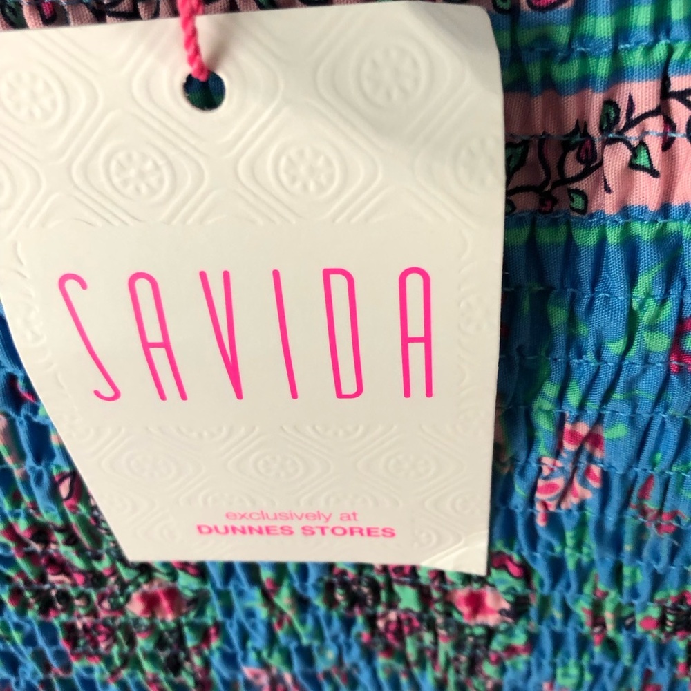 Blue Floral Smocked Midi Dress - Picture 5 of 5